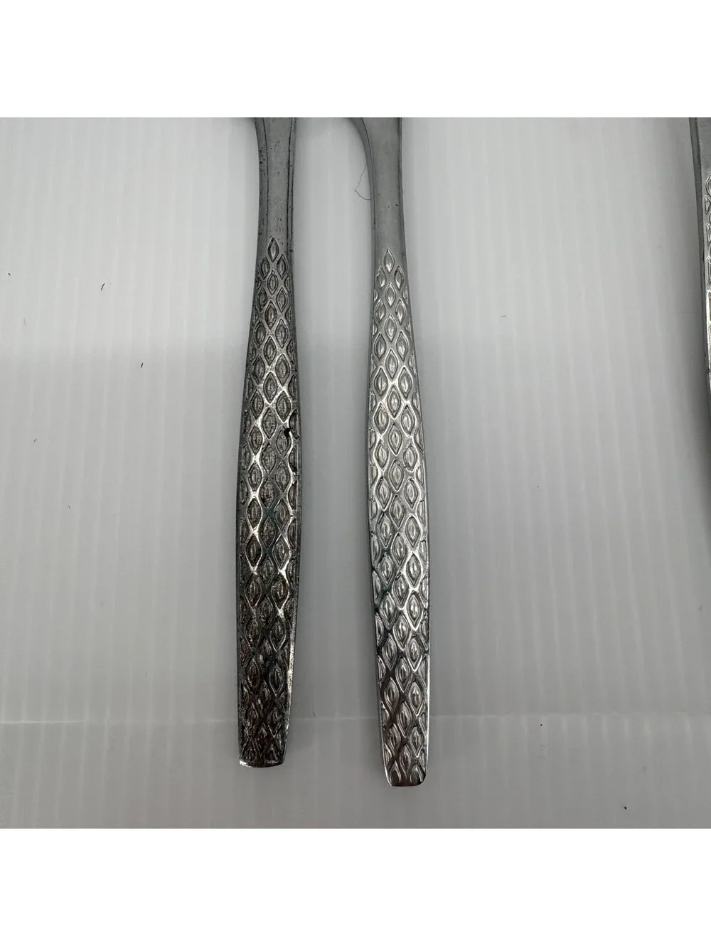 Dansk Designs Denmark IHQ 14 Pc Stainless Flatware Diamond Pattern Forks Knives